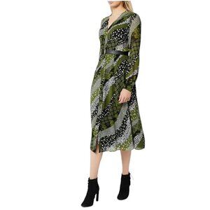 Michael Kors Shirtdress, Green Floral Chiffon, New, Size XS